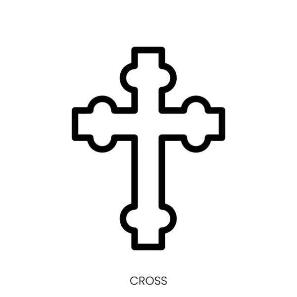 Крест Значок Арт Стиль Линии Дизайн Изолирован Белом Фоне — стоковый вектор