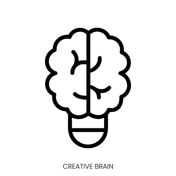 Δημιουργική Εικόνα Του Εγκεφάλου Γραμμικός Σχεδιασμός Στυλ Τέχνης Που Απομονώνεται — Διανυσματικό Αρχείο
