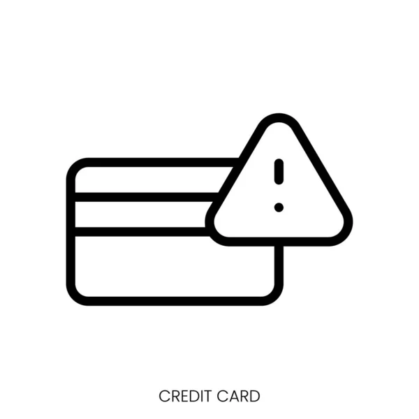 Ikona Kreditní Karty Design Stylu Čáry Izolované Bílém Pozadí — Stockový vektor