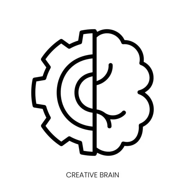 Kreatives Gehirn Ikone Line Art Style Design Isoliert Auf Weißem — Stockvektor