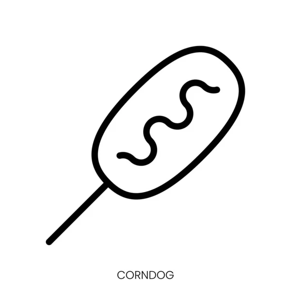 Corndog Icon Line Art Style Design Isolated White Background — Stock Vector