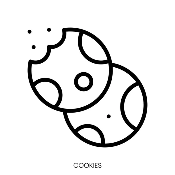 Icono Cookies Diseño Estilo Arte Línea Aislado Sobre Fondo Blanco — Archivo Imágenes Vectoriales