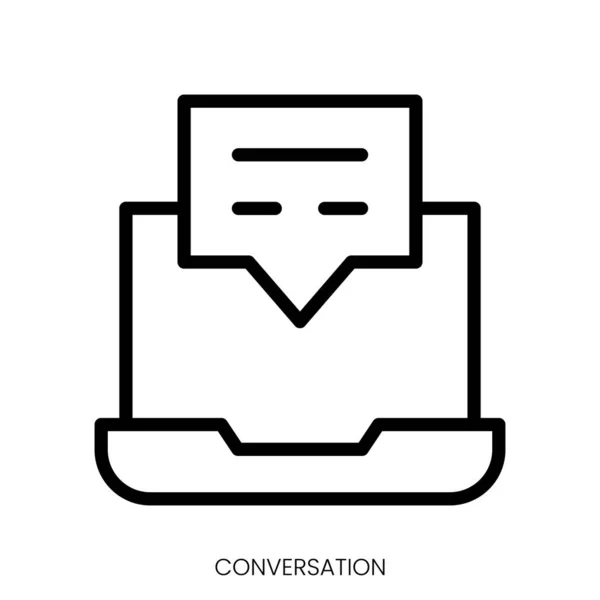 Icona Conversazione Linea Art Style Design Isolato Sfondo Bianco — Vettoriale Stock