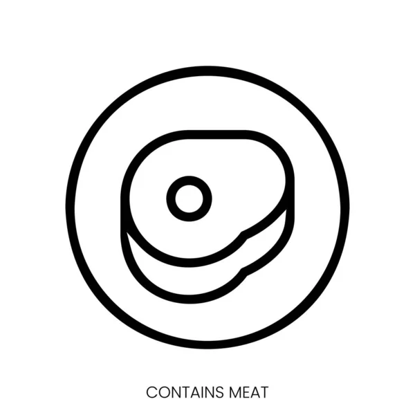 Contém Ícone Carne Design Estilo Arte Linha Isolado Fundo Branco — Vetor de Stock