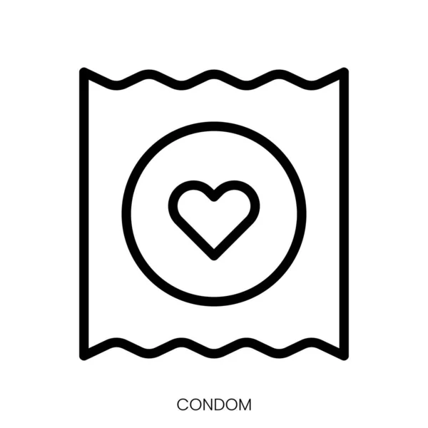 Condoom Icoon Line Art Style Ontwerp Geïsoleerd Witte Achtergrond — Stockvector