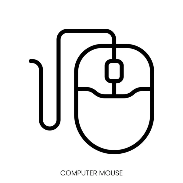 Ícone Mouse Computador Design Estilo Arte Linha Isolado Fundo Branco —  Vetores de Stock