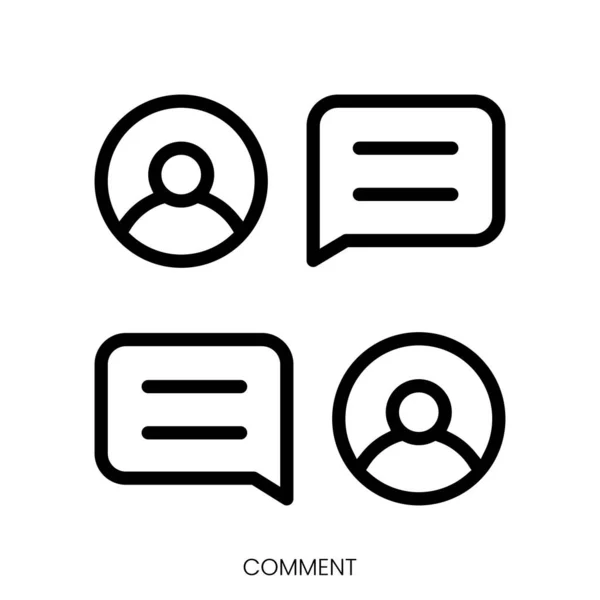 Commentaar Icoon Line Art Style Ontwerp Geïsoleerd Witte Achtergrond — Stockvector