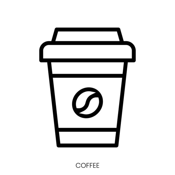 Ikona Kawy Linia Art Style Design Izolowane Białym Tle — Wektor stockowy