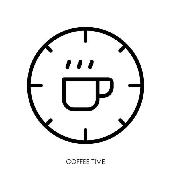 Ikona Čas Kávu Design Stylu Čáry Izolované Bílém Pozadí — Stockový vektor