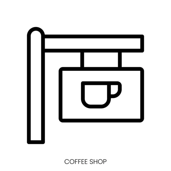 Икона Кафе Арт Стиль Линии Дизайн Изолирован Белом Фоне — стоковый вектор