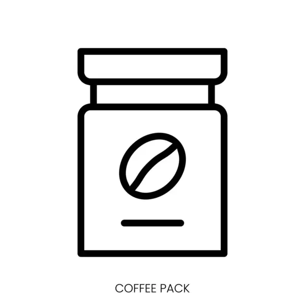 Значок Упаковки Кофе Арт Стиль Линии Дизайн Изолирован Белом Фоне — стоковый вектор