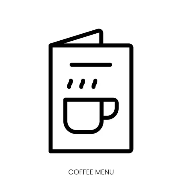 コーヒーメニューアイコン ホワイトバックグラウンドのラインアートスタイルデザイン — ストックベクタ
