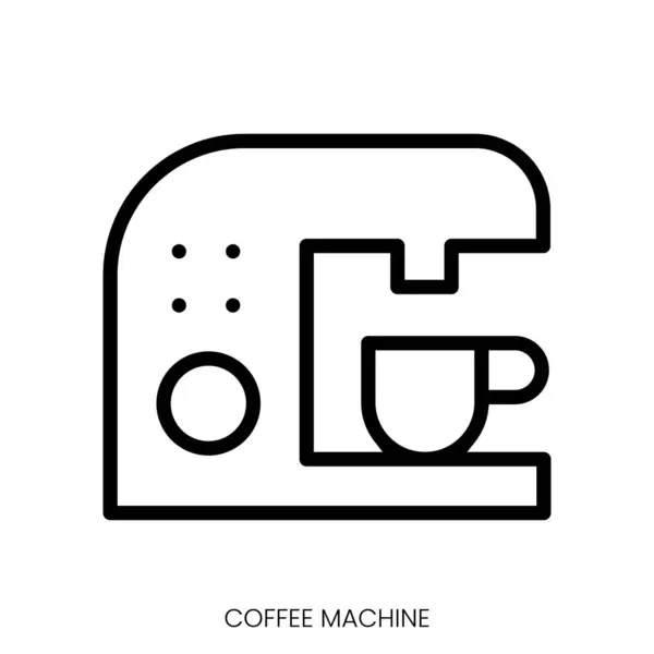Kaffeemaschinen Symbol Line Art Style Design Isoliert Auf Weißem Hintergrund — Stockvektor