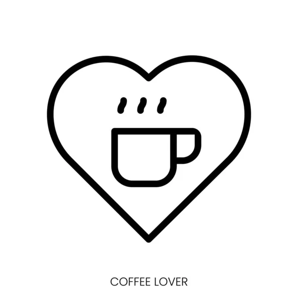 Ikona Miłośnika Kawy Linia Art Style Design Izolowane Białym Tle — Wektor stockowy