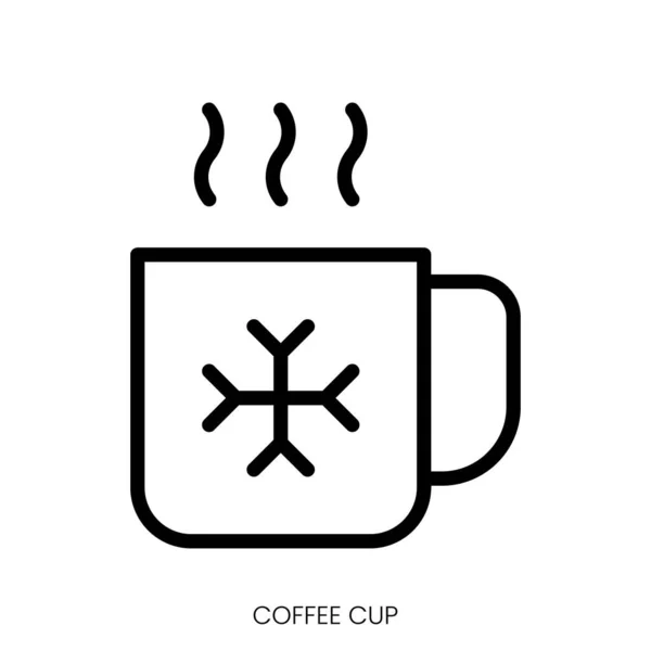 コーヒーカップアイコン ホワイトバックグラウンドのラインアートスタイルデザイン — ストックベクタ
