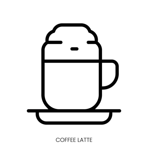 Koffie Latte Pictogram Line Art Style Ontwerp Geïsoleerd Witte Achtergrond — Stockvector