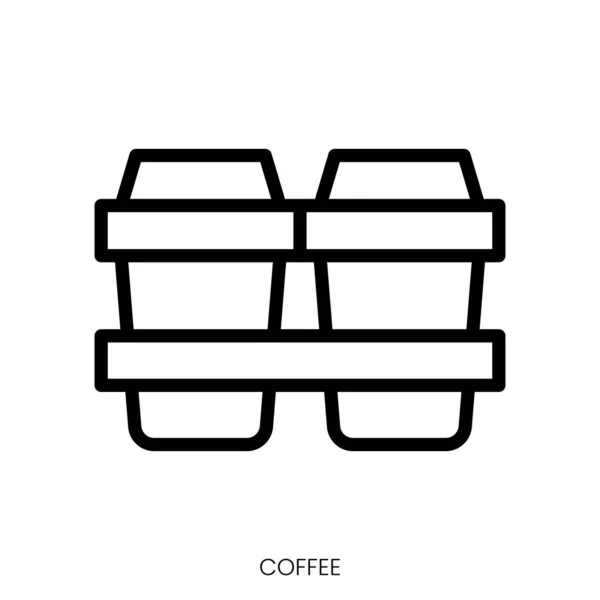 コーヒーアイコン ホワイトバックグラウンドのラインアートスタイルデザイン — ストックベクタ