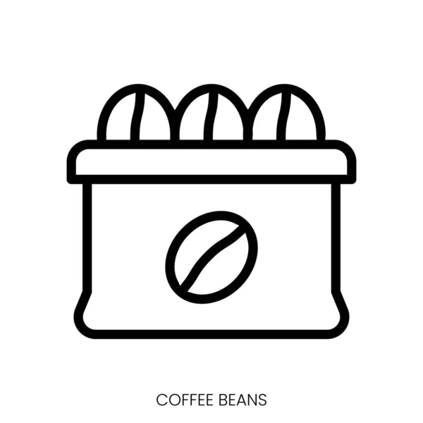 Koffiebonen Icoon Line Art Style Ontwerp Geïsoleerd Witte Achtergrond — Stockvector