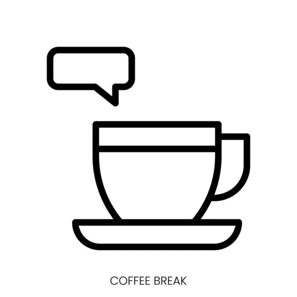 Kaffeepause Line Art Style Design Isoliert Auf Weißem Hintergrund — Stockvektor