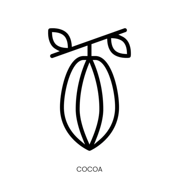 Icono Cacao Diseño Estilo Arte Línea Aislado Sobre Fondo Blanco — Archivo Imágenes Vectoriales