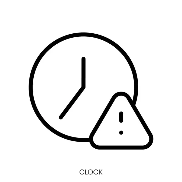 Beginn Ist Uhr Line Art Style Design Isoliert Auf Weißem — Stockvektor
