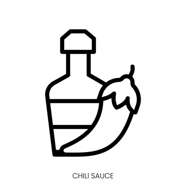 Ikona Sosu Chili Linia Art Style Design Izolowane Białym Tle — Wektor stockowy