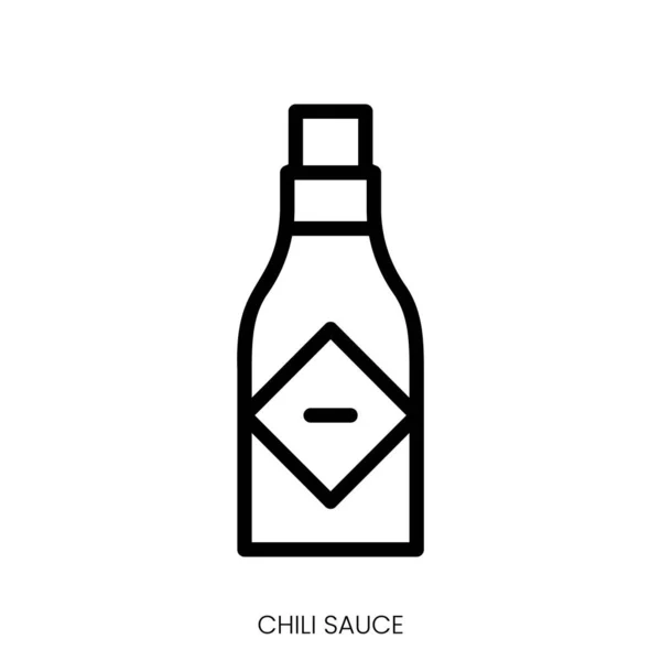 Ikona Sosu Chili Linia Art Style Design Izolowane Białym Tle — Wektor stockowy