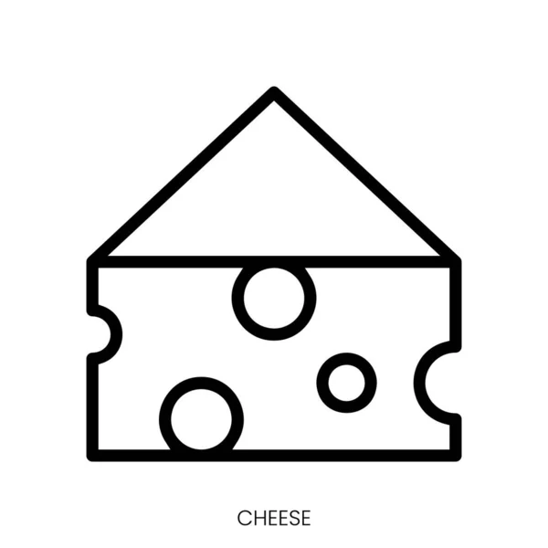 Cheese Icon Line Art Style Design Isolated White Background — Stock Vector