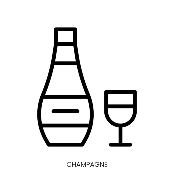 Икона Шампанского Арт Стиль Линии Дизайн Изолирован Белом Фоне — стоковый вектор