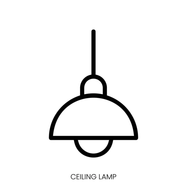 Plafondlamp Icoon Line Art Style Ontwerp Geïsoleerd Witte Achtergrond — Stockvector