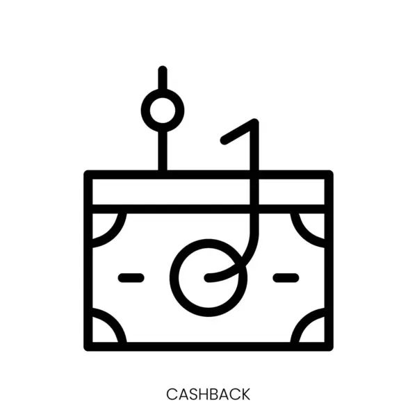 Ikona Cashback Design Stylu Čáry Izolované Bílém Pozadí — Stockový vektor