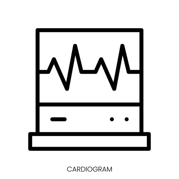 Icono Del Cardiograma Diseño Estilo Arte Línea Aislado Sobre Fondo — Vector de stock