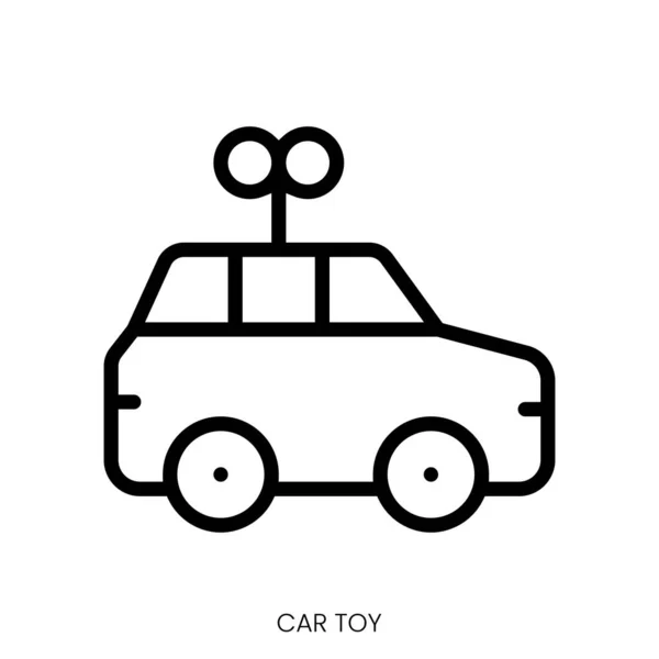 Значок Автомобільної Іграшки Лінії Мистецтва Стиль Дизайн Ізольовані Білому Тлі — стоковий вектор