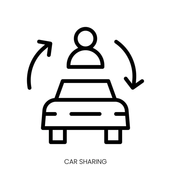 Icona Car Sharing Linea Art Style Design Isolato Sfondo Bianco — Vettoriale Stock