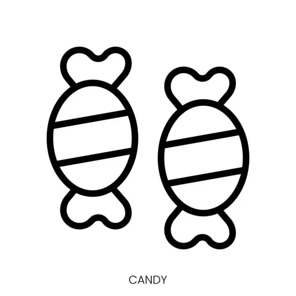 Candy Icon Line Art Style Design Isolated White Background — Stock Vector