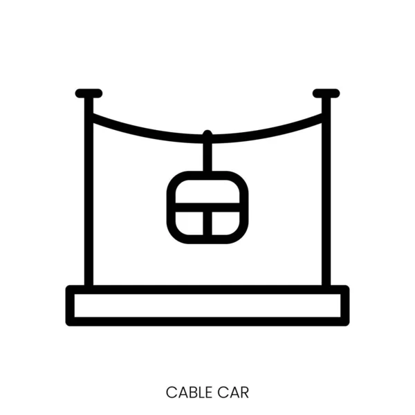 Значок Кабельного Автомобіля Лінії Мистецтва Стиль Дизайн Ізольовані Білому Тлі — стоковий вектор