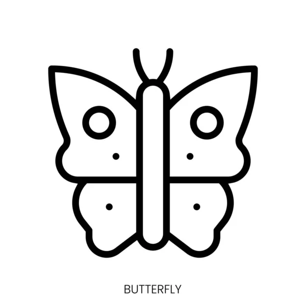 Ikona Motýla Design Stylu Čáry Izolované Bílém Pozadí — Stockový vektor