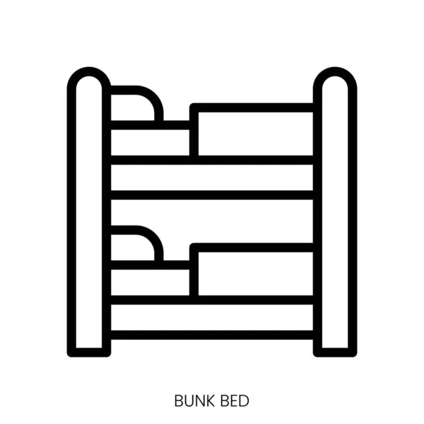 Значок Двоярусної Ліжка Лінії Мистецтва Стиль Дизайн Ізольовані Білому Тлі — стоковий вектор