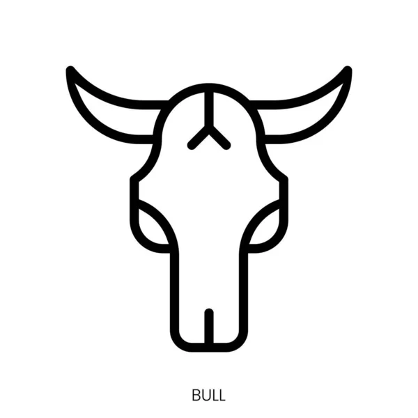 Bull Icon Line Art Style Design Isolated White Background — Stock Vector