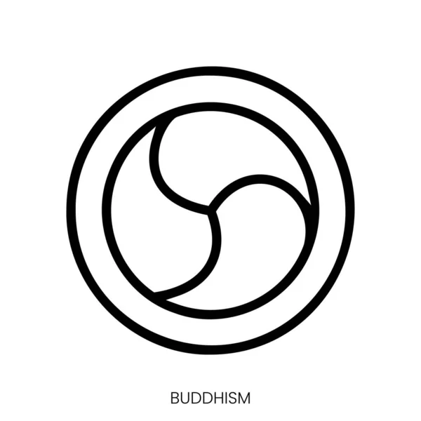 Buddhismus Ikone Line Art Style Design Isoliert Auf Weißem Hintergrund — Stockvektor