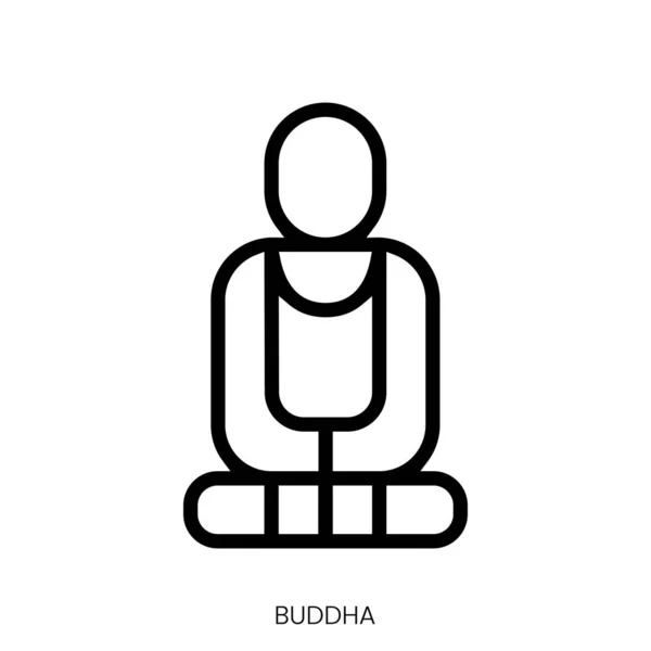 Buddha Ikone Line Art Style Design Isoliert Auf Weißem Hintergrund — Stockvektor