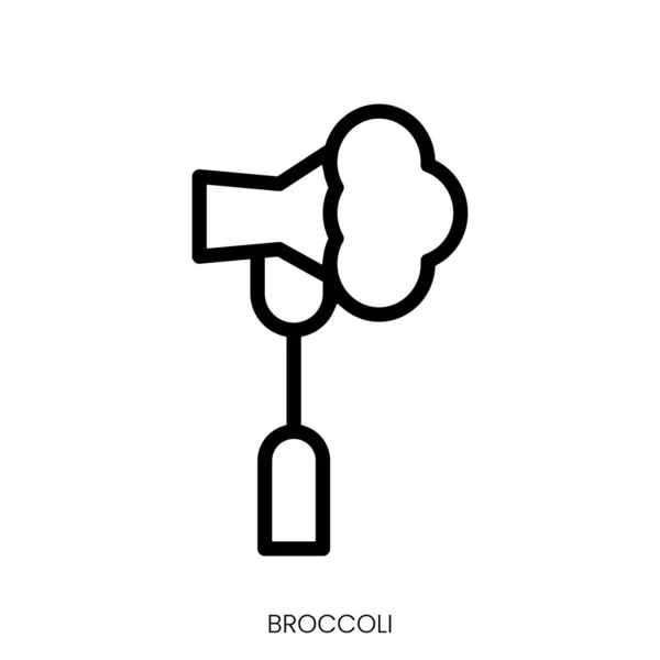 Ícone Brócolis Design Estilo Arte Linha Isolado Fundo Branco — Vetor de Stock