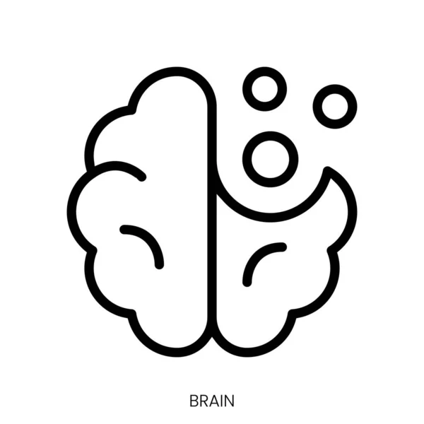 Gehirn Ikone Line Art Style Design Isoliert Auf Weißem Hintergrund — Stockvektor