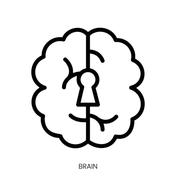 Beyin Ikonu Çizgi Sanatı Biçimi Tasarımı Beyaz Arkaplanda Zole Edildi — Stok Vektör