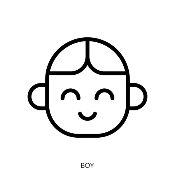 Хлопчик Значок Лінії Мистецтва Стиль Дизайн Ізольовані Білому Тлі — стоковий вектор