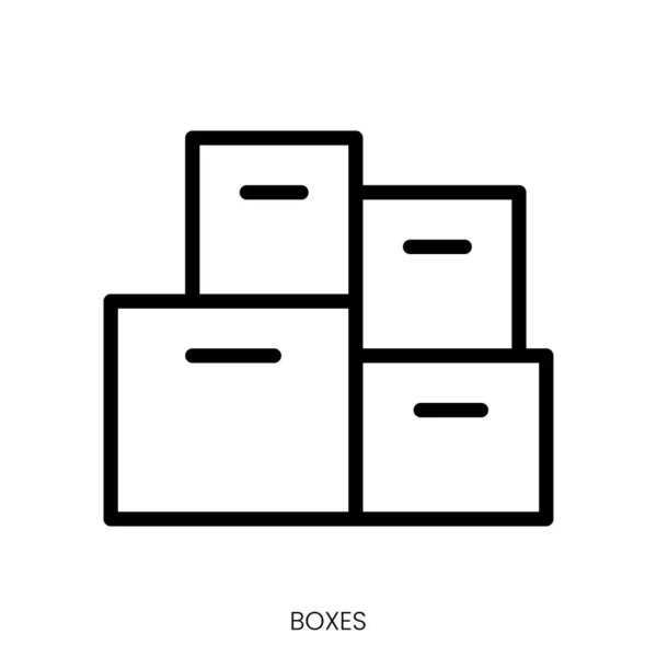 盒子图标 白色背景下的线条艺术风格设计 — 图库矢量图片