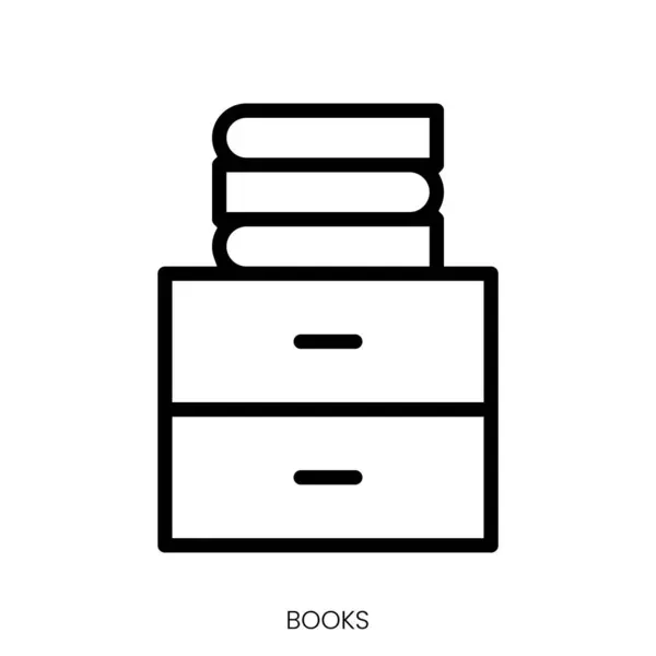 Könyvek Ikon Line Art Style Design Elszigetelt Fehér Háttér — Stock Vector