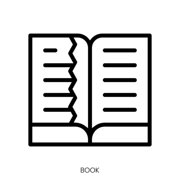 Könyv Ikon Line Art Style Design Elszigetelt Fehér Háttér — Stock Vector