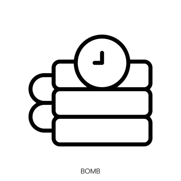 Bomben Symbol Line Art Style Design Isoliert Auf Weißem Hintergrund — Stockvektor