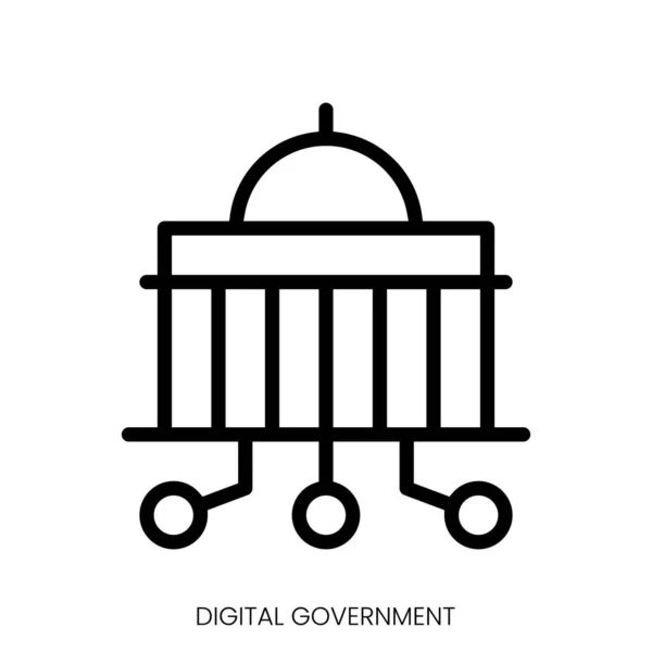 Ψηφιακό Κυβερνητικό Εικονίδιο Γραμμικός Σχεδιασμός Στυλ Τέχνης Που Απομονώνεται Λευκό Διάνυσμα Αρχείου